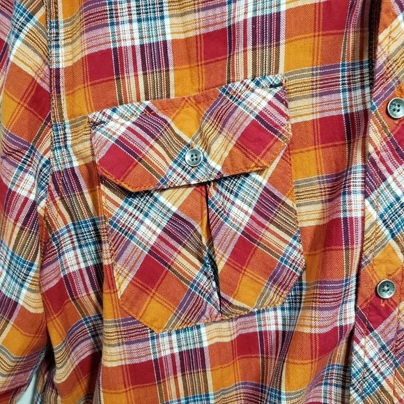 Buffalo David Bitton Mens  Size L Long Sleeve Button Down Orange Plaid Shirt. - Picture 4 of 6